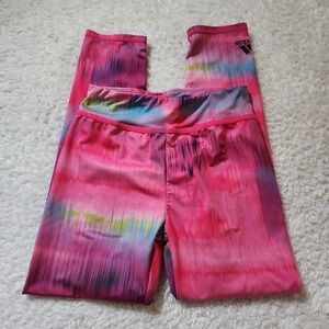 Adidas Kids Girls Tie Dye Leggings Size 6 Pink Blue Purple Athletic